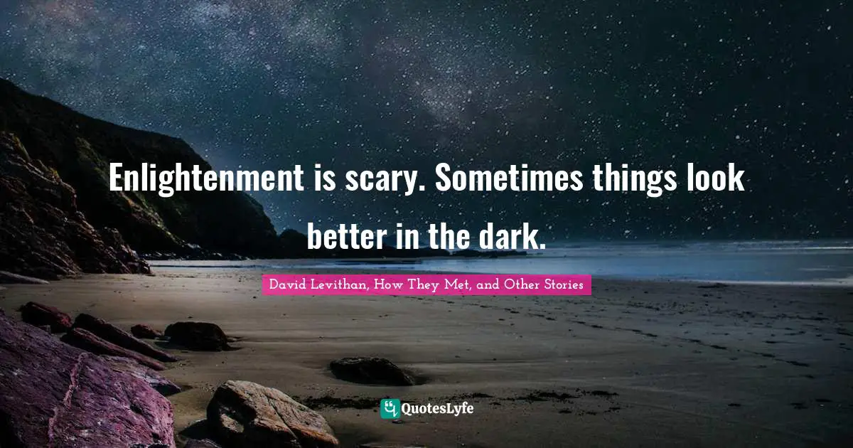 David Levithan, How They Met, And Other Stories Quotes: "Enlightenment is scary. Sometimes things look better in the dark."