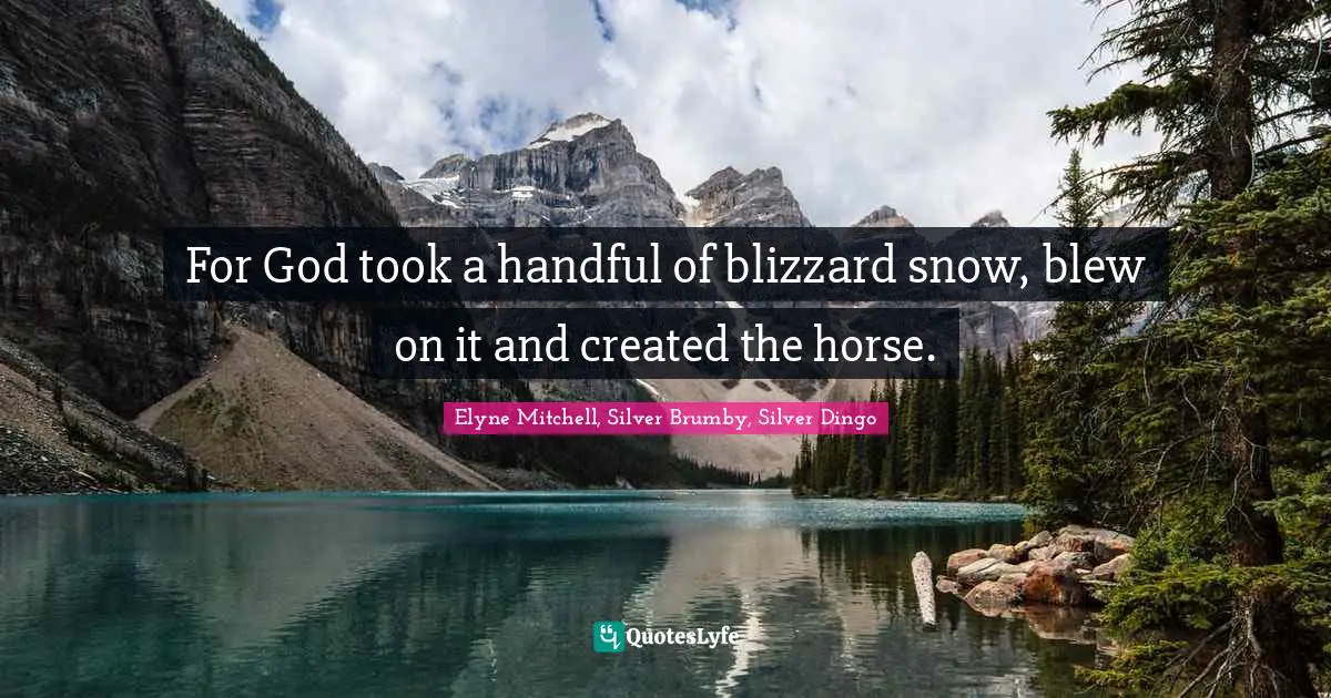For God took a handful of blizzard snow, blew on it and created the horse.