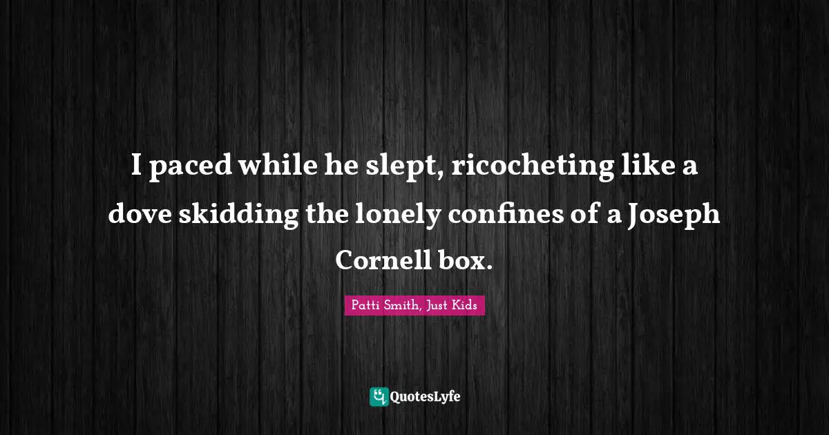 I paced while he slept, ricocheting like a dove skidding the lonely confines of a Joseph Cornell box.