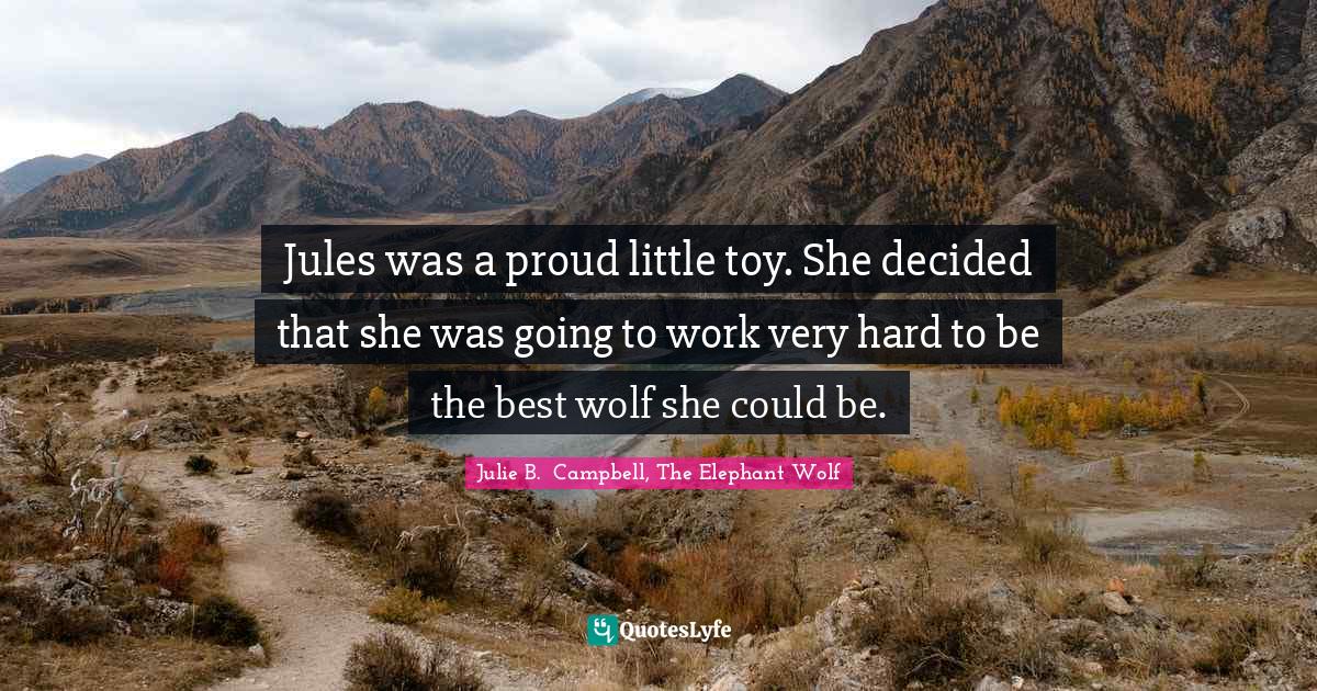 Jules was a proud little toy. She decided that she was going to work very hard to be the best wolf she could be.