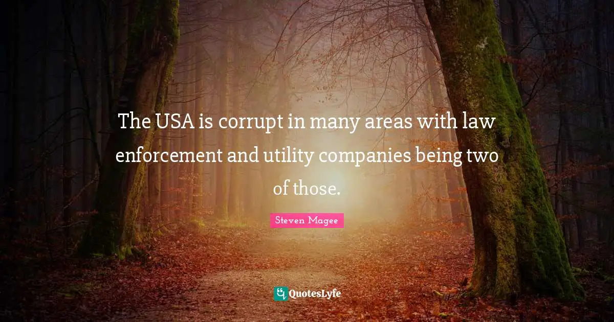The USA is corrupt in many areas with law enforcement and utility companies being two of those.