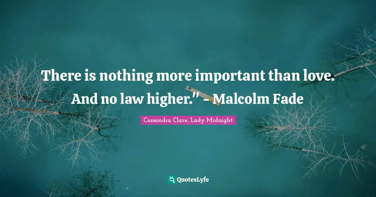 Cassandra Clare Quotes: "There is nothing more important than love. And no law higher." - Malcolm Fade"