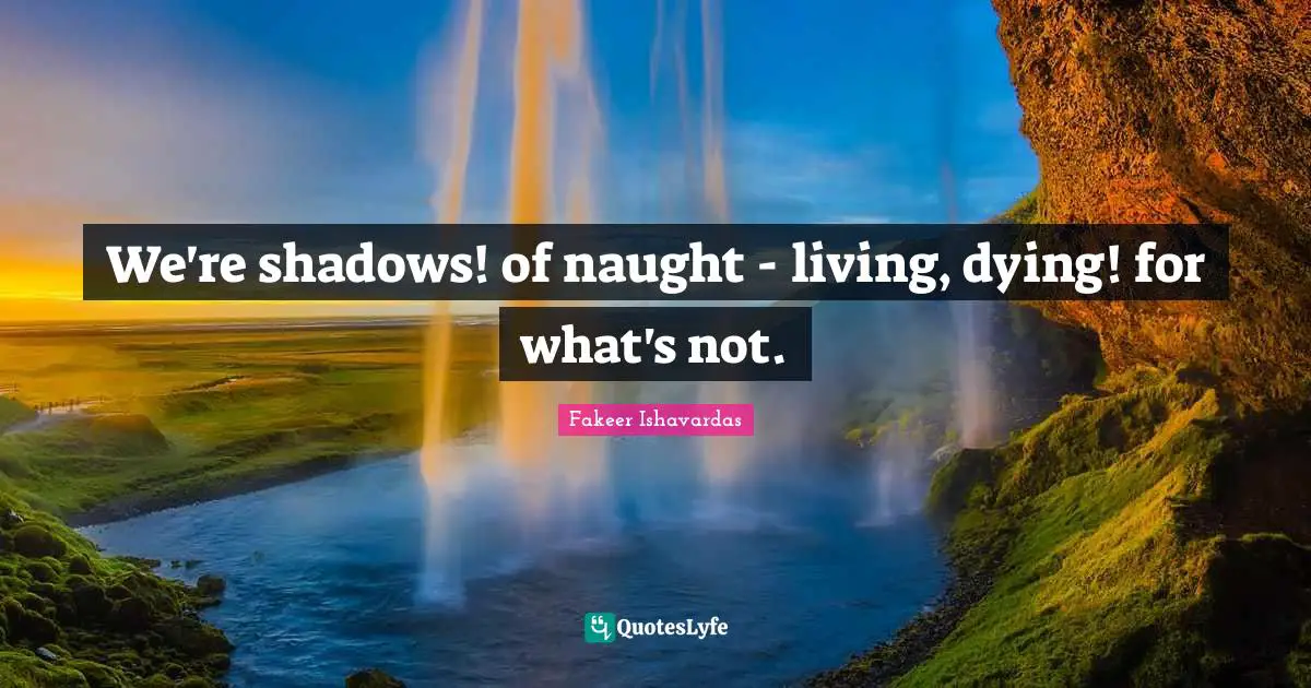 We're shadows! of naught - living, dying! for what's not.