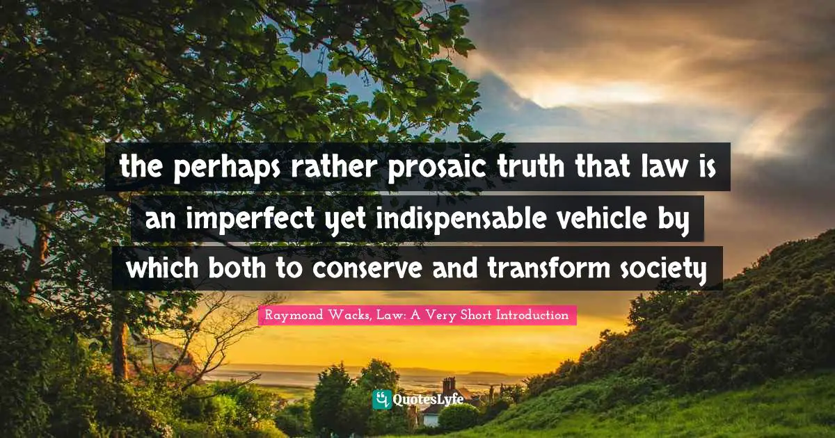 the perhaps rather prosaic truth that law is an imperfect yet indispensable vehicle by which both to conserve and transform society