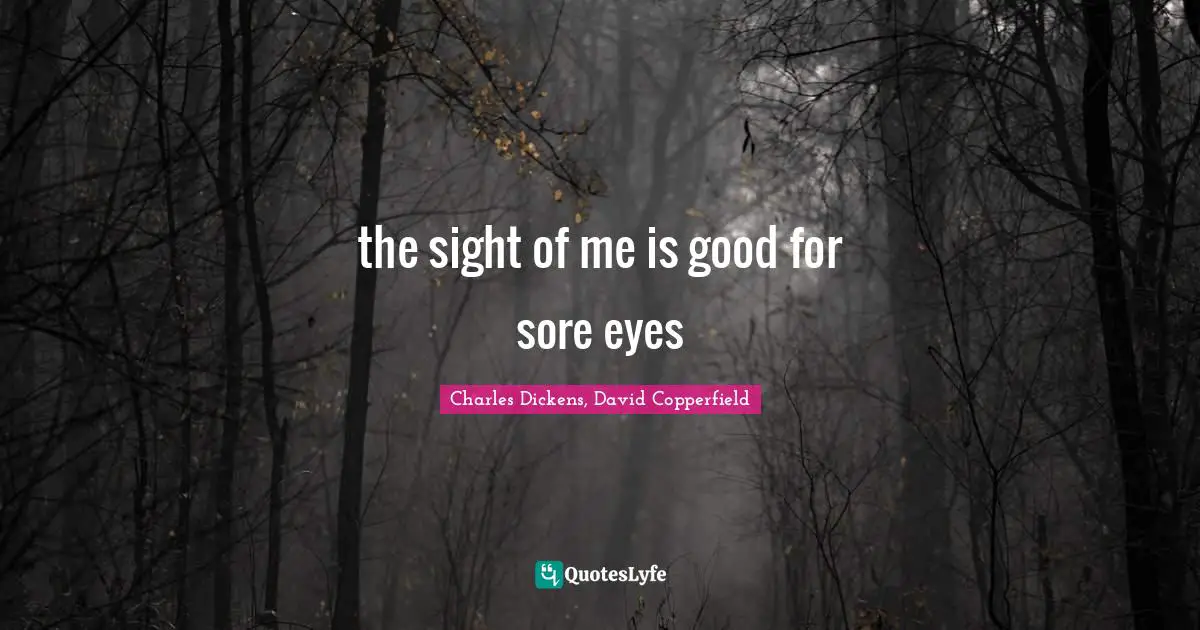 Charles Dickens, David Copperfield Quotes: the sight of me is good for sore eyes