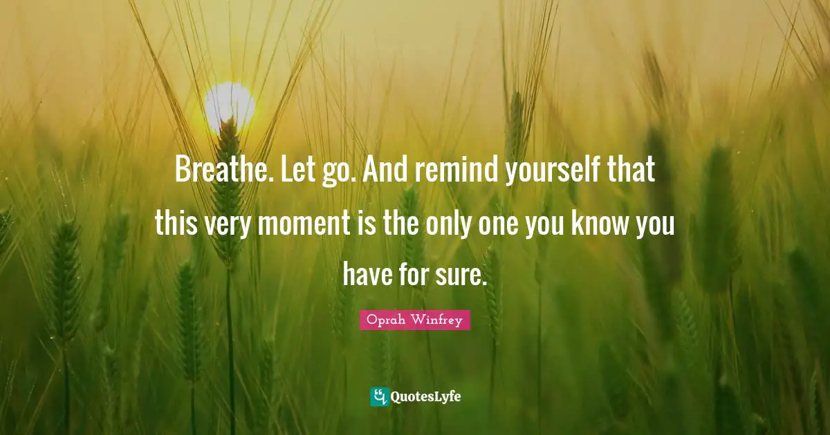 Oprah Winfrey Quotes: "Breathe. Let go. And remind yourself that this very moment is the only one you know you have for sure."