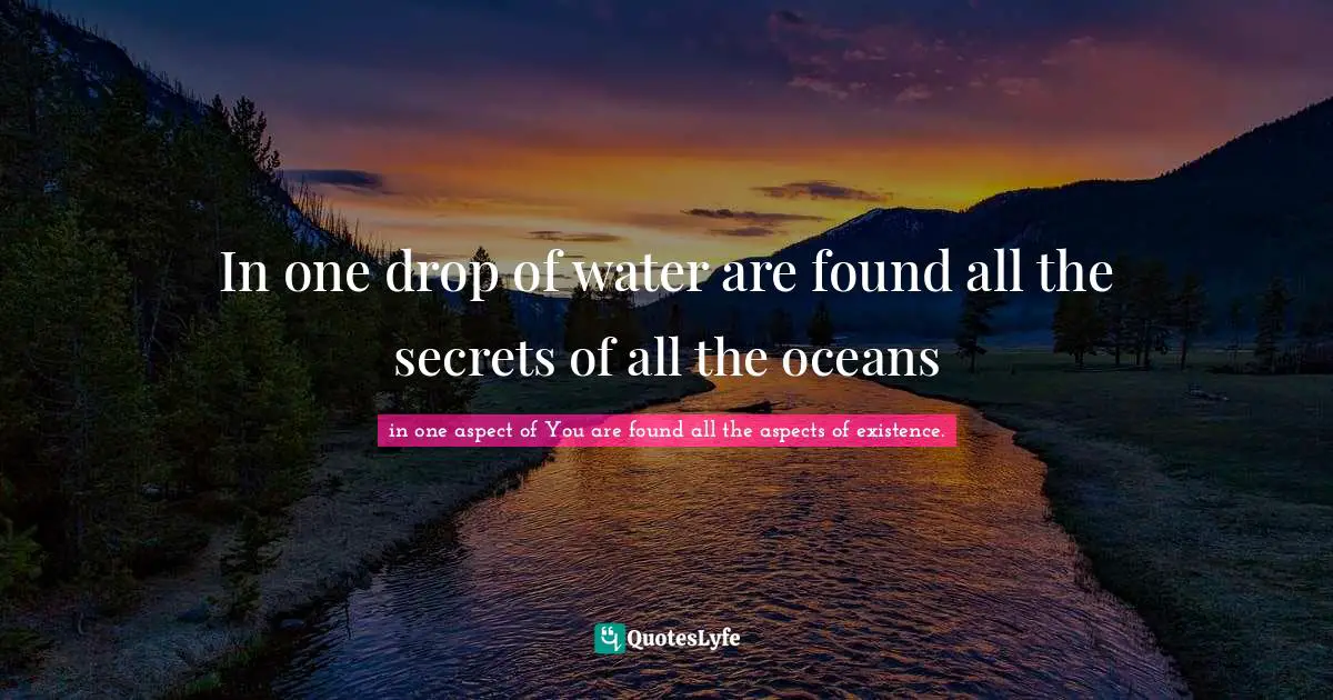 In one drop of water are found all the secrets of all the oceans