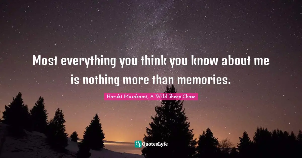 Most everything you think you know about me is nothing more than memories.