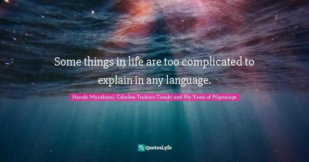 Some things in life are too complicated to explain in any language.