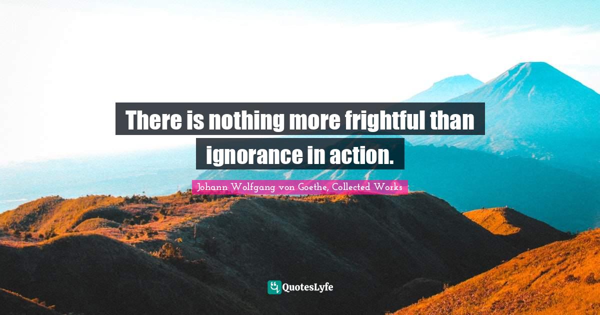 There is nothing more frightful than ignorance in action.