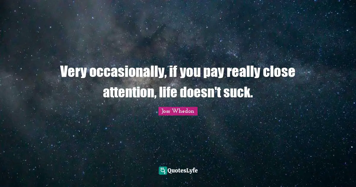 Very occasionally, if you pay really close attention, life doesn't suck.