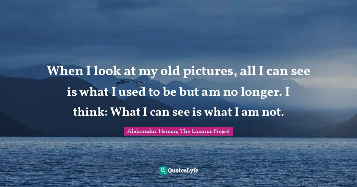 Photography Quotes: "When I look at my old pictures, all I can see is what I used to be but am no longer. I think: What I can see is what I am not."