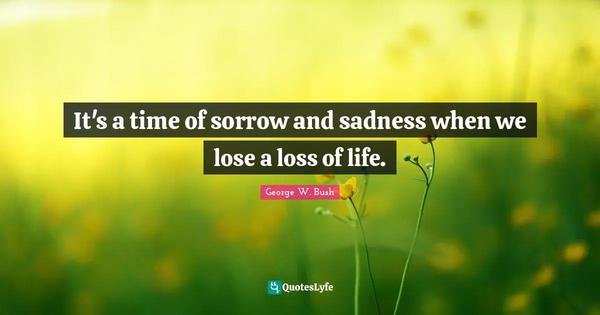 It's a time of sorrow and sadness when we lose a loss of life.