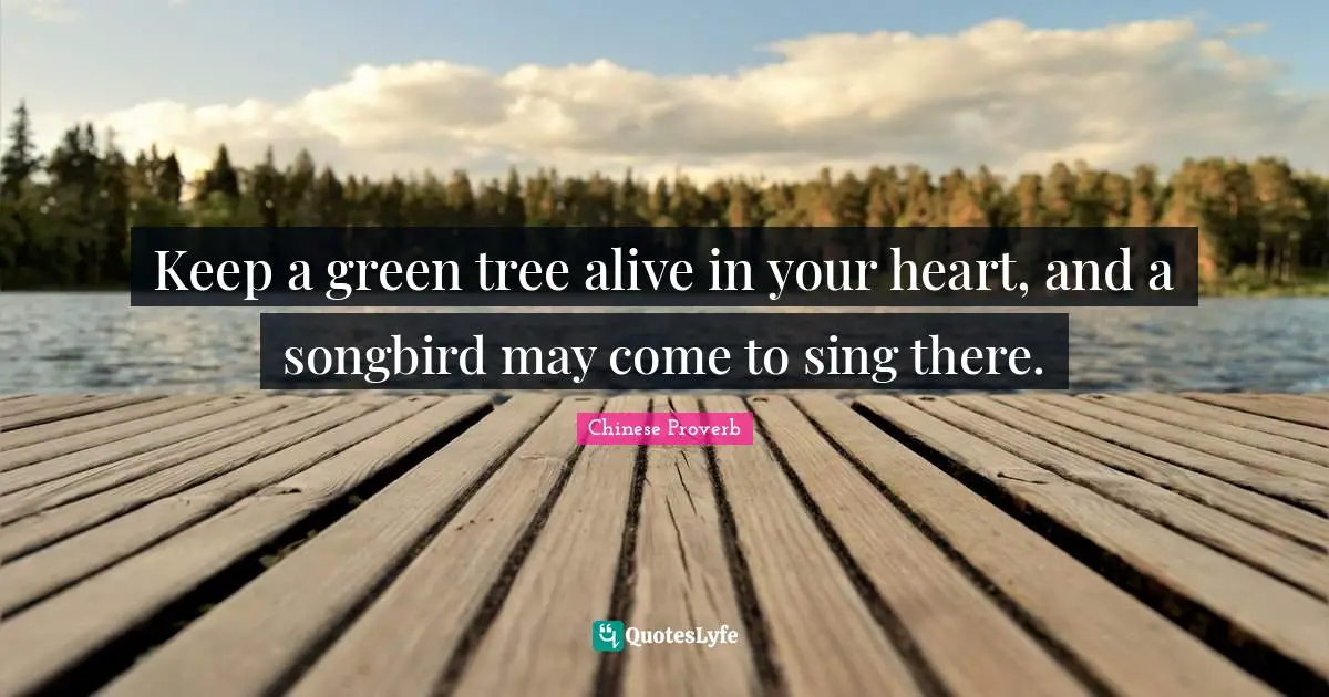 Keep a green tree alive in your heart, and a songbird may come to sing there.