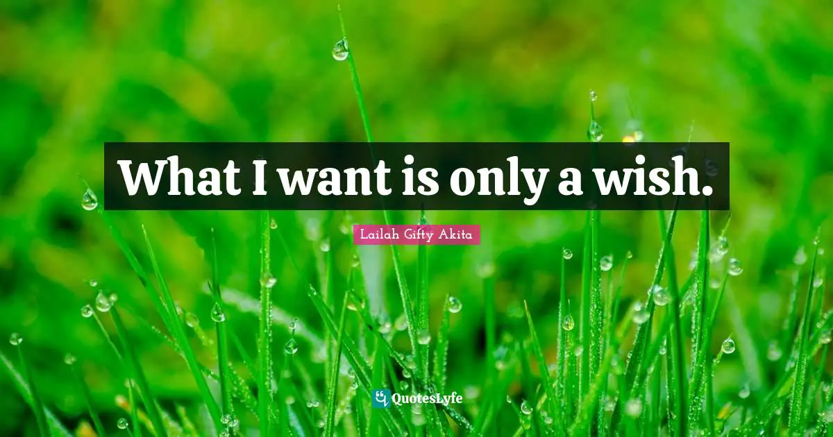 What I want is only a wish.