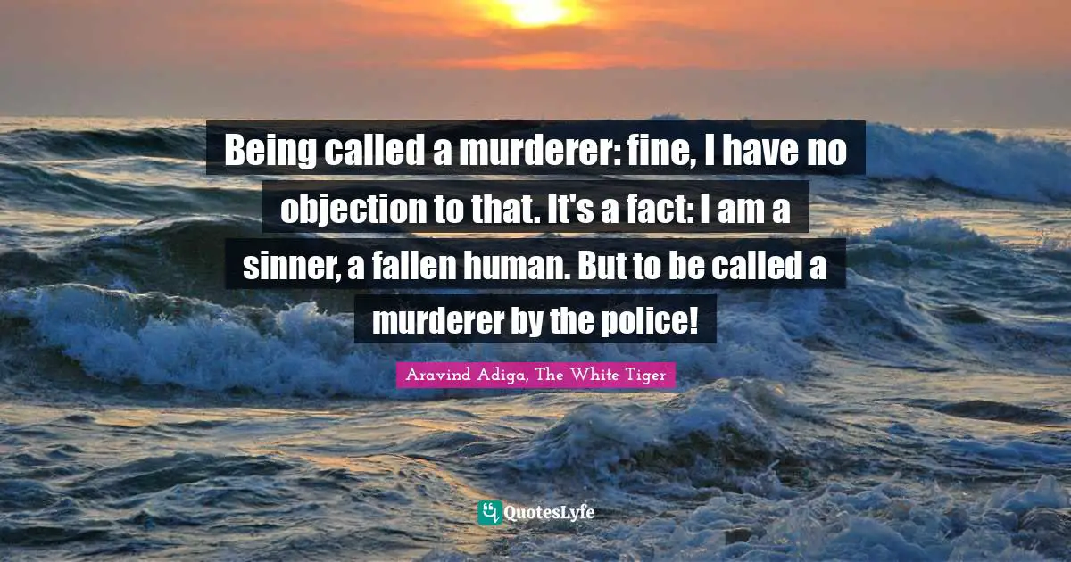 Being called a murderer: fine, I have no objection to that. It's a fact: I am a sinner, a fallen human. But to be called a murderer by the police!