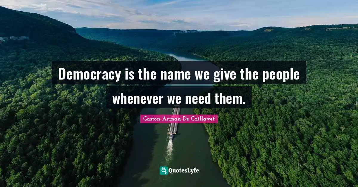 Democracy is the name we give the people whenever we need them.