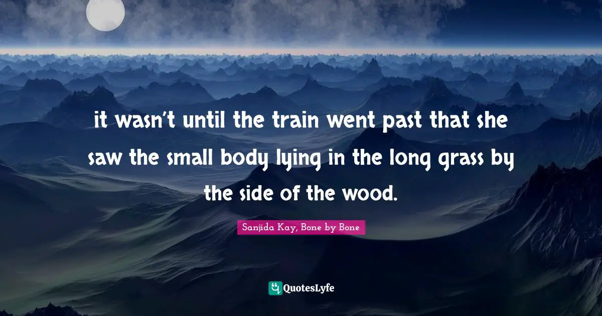 it wasn’t until the train went past that she saw the small body lying in the long grass by the side of the wood.