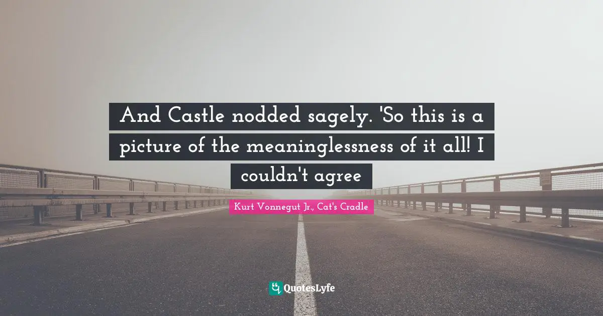 And Castle nodded sagely. 'So this is a picture of the meaninglessness of it all! I couldn't agree