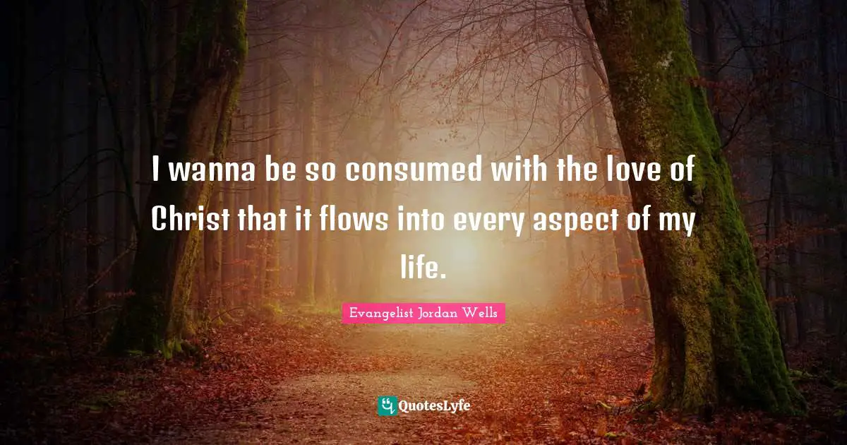 I wanna be so consumed with the love of Christ that it flows into every aspect of my life.