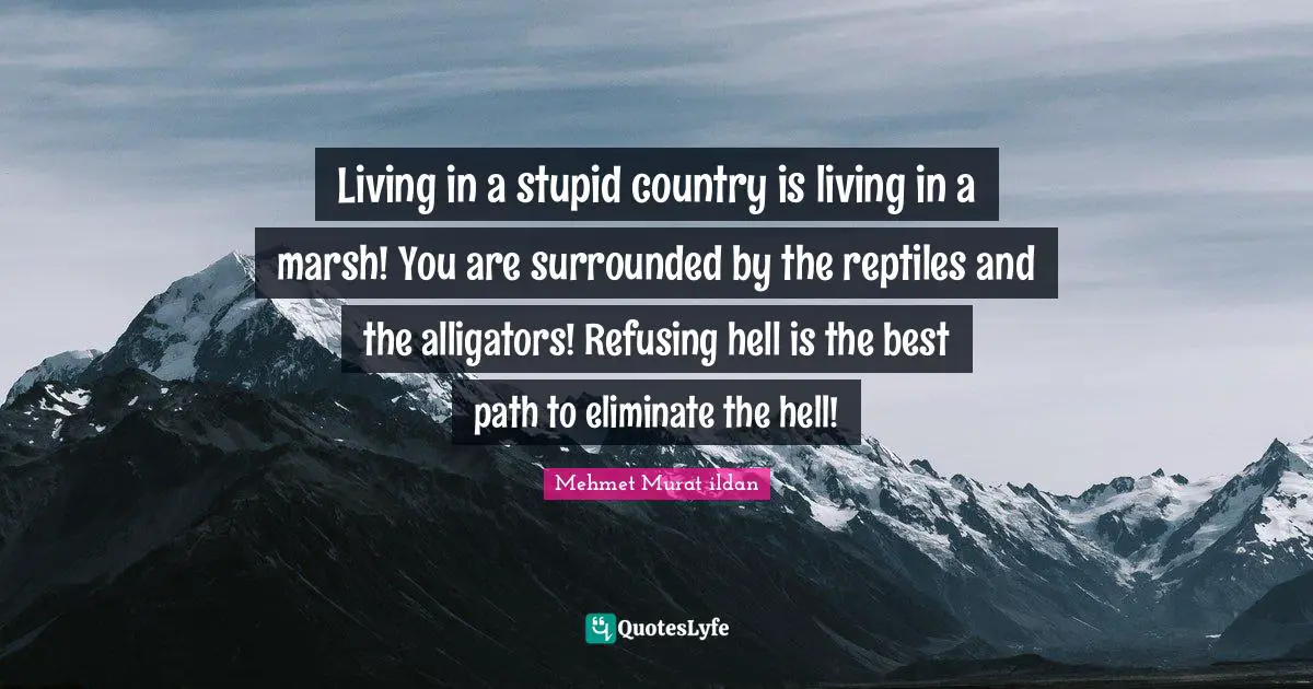 Reptiles Quotes: "Living in a stupid country is living in a marsh! You are surrounded by the reptiles and the alligators! Refusing hell is the best path to eliminate the hell!"