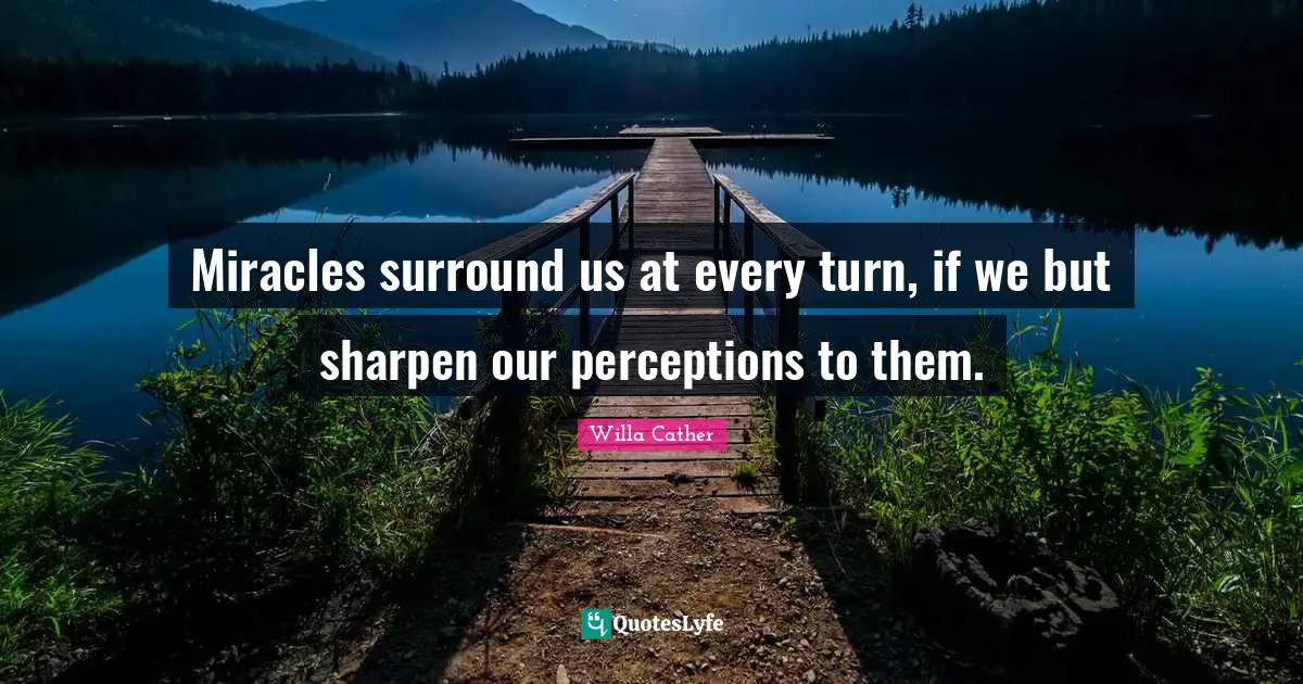 Miracles surround us at every turn, if we but sharpen our perceptions to them.