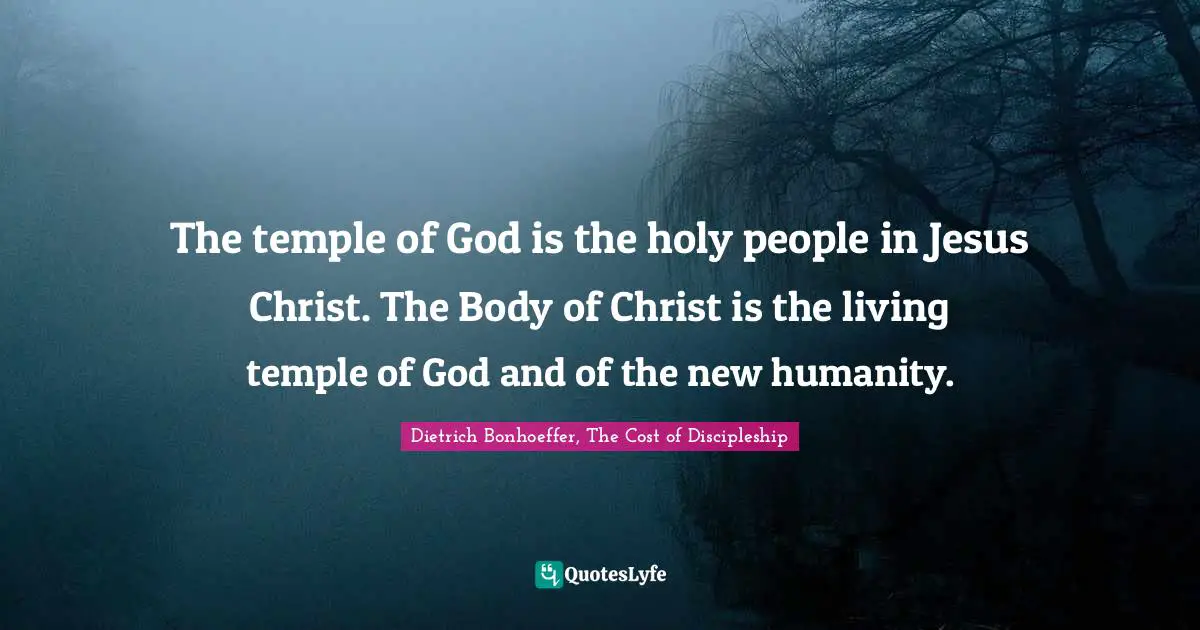 The temple of God is the holy people in Jesus Christ. The Body of Christ is the living temple of God and of the new humanity.