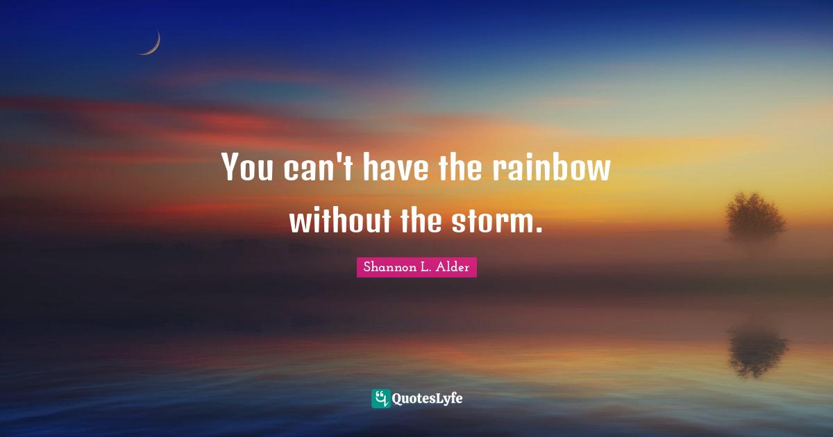 You can't have the rainbow without the storm.... Quote by Shannon L
