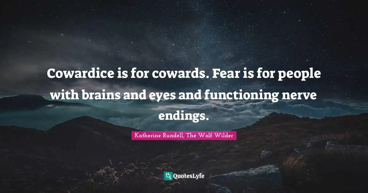 Cowardice is for cowards. Fear is for people with brains and eyes and functioning nerve endings.