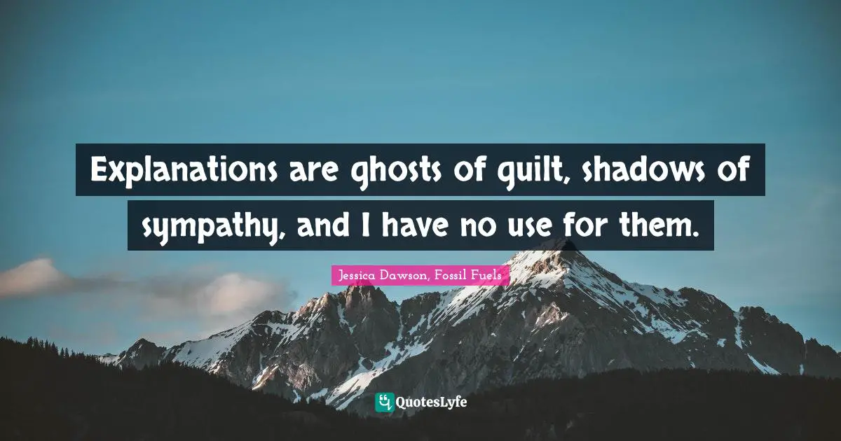 Explanations are ghosts of guilt, shadows of sympathy, and I have no use for them.