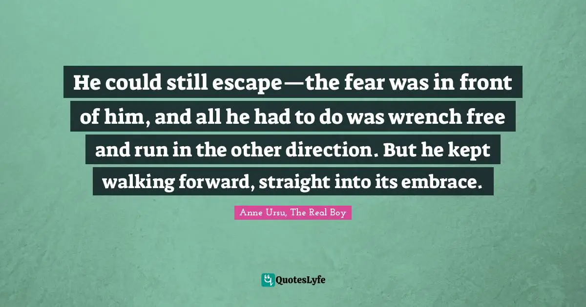 He could still escape—the fear was in front of him, and all he had to do was wrench free and run in the other direction. But he kept walking forward, straight into its embrace.