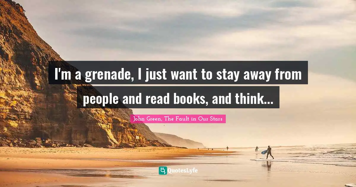 I'm a grenade, I just want to stay away from people and read books, and think...
