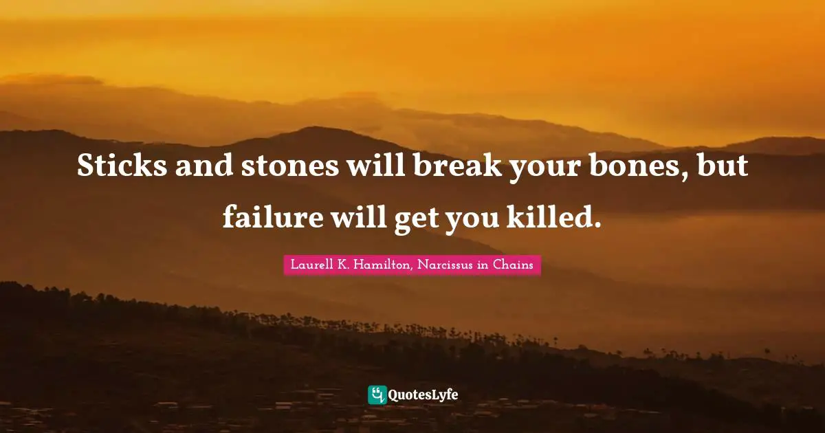 Sticks and stones will break your bones, but failure will get you killed.