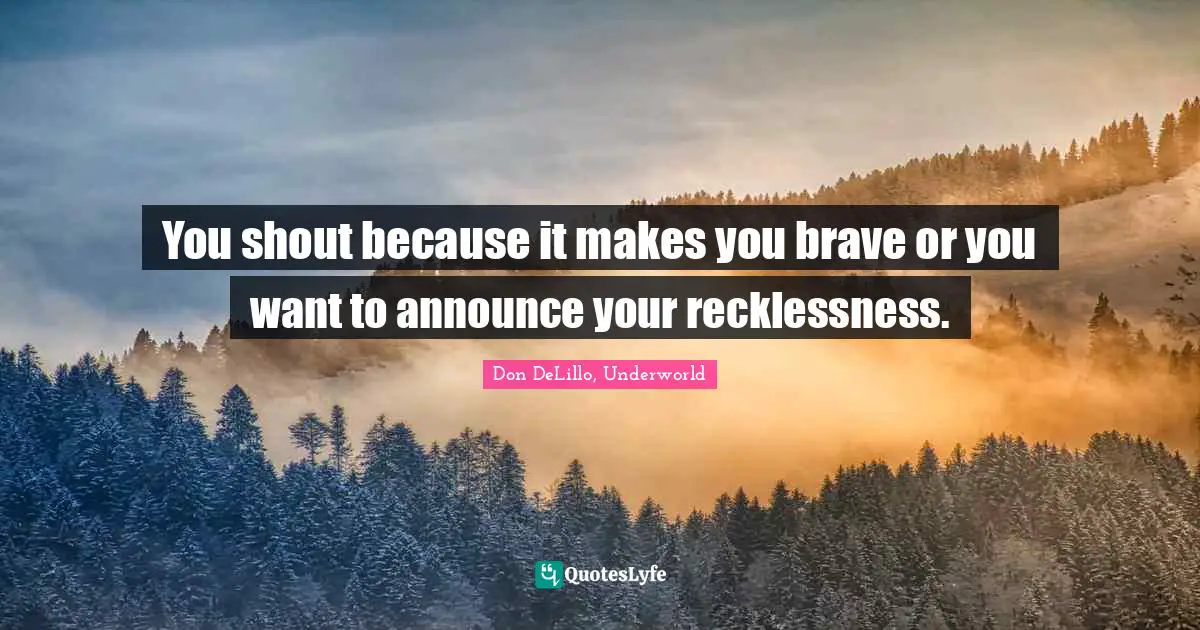 You shout because it makes you brave or you want to announce your recklessness.