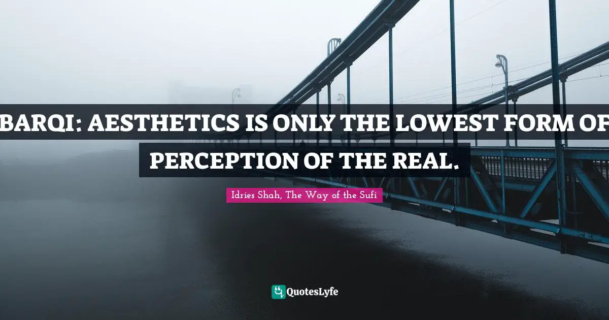 BARQI: AESTHETICS IS ONLY THE LOWEST FORM OF PERCEPTION OF THE REAL.