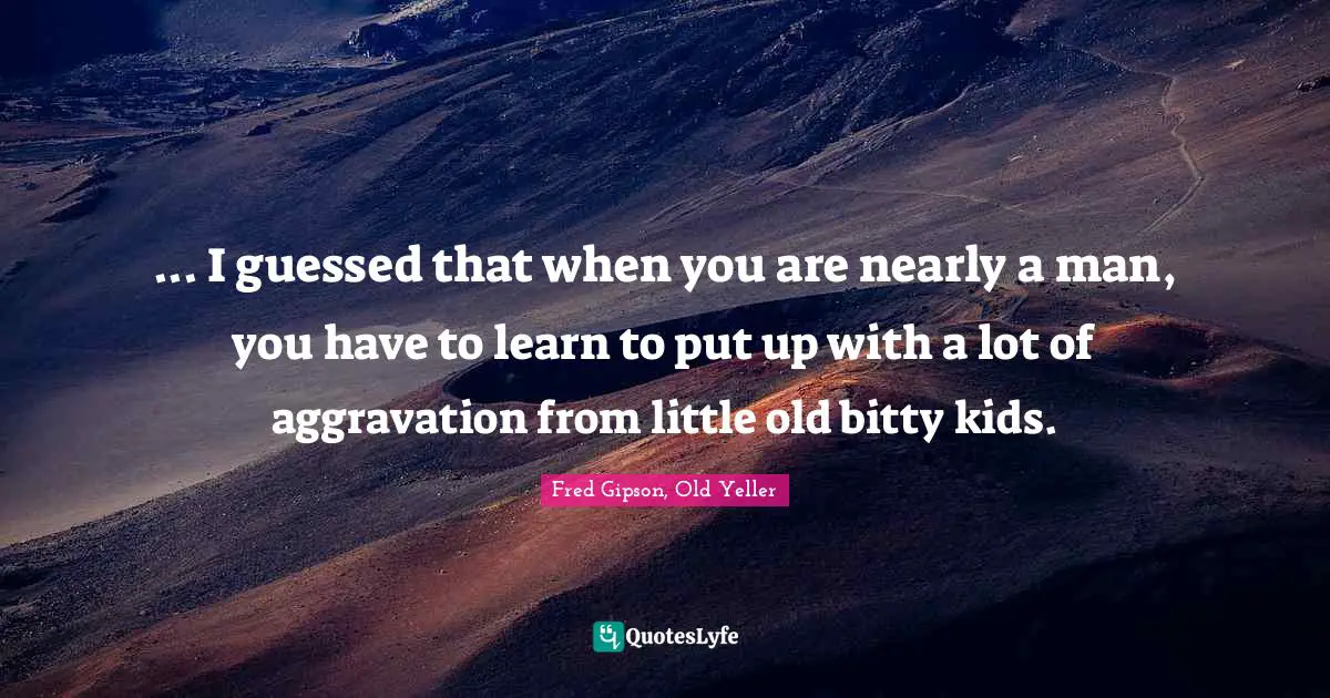 ... I guessed that when you are nearly a man, you have to learn to put up with a lot of aggravation from little old bitty kids.