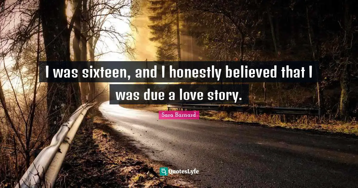 I was sixteen, and I honestly believed that I was due a love story.