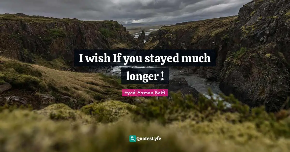 I wish If you stayed much longer !