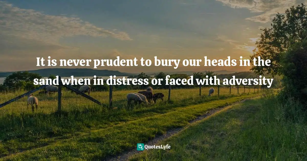 It is never prudent to bury our heads in the sand when in distress or faced with adversity