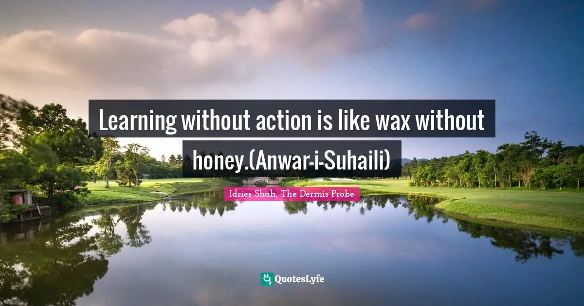 Learning without action is like wax without honey.(Anwar-i-Suhaili)