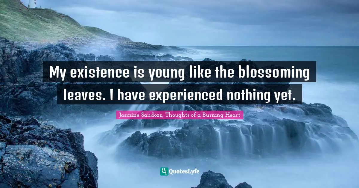 My existence is young like the blossoming leaves. I have experienced nothing yet.