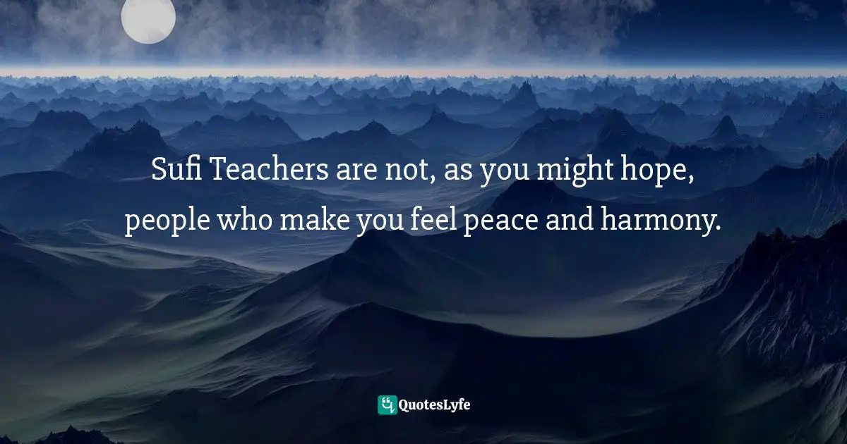 Sufi Teachers are not, as you might hope, people who make you feel peace and harmony.