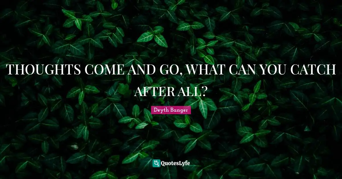 THOUGHTS COME AND GO, WHAT CAN YOU CATCH AFTER ALL?