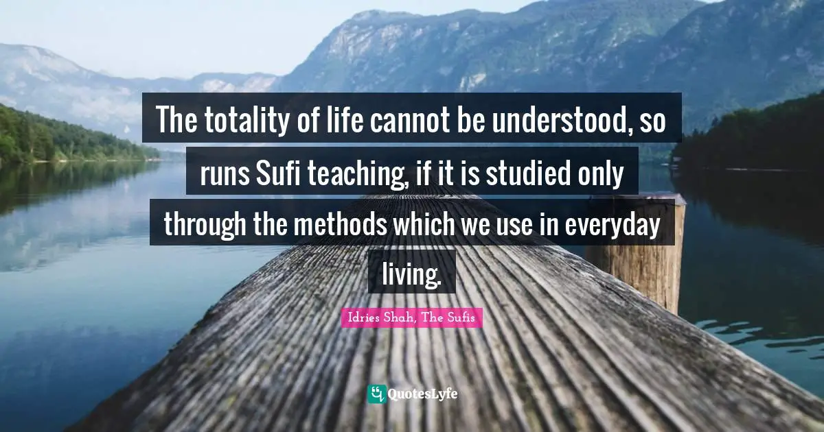The totality of life cannot be understood, so runs Sufi teaching, if it is studied only through the methods which we use in everyday living.