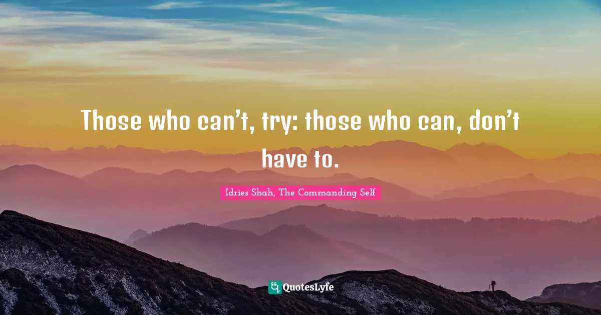 Those who can’t, try: those who can, don’t have to.