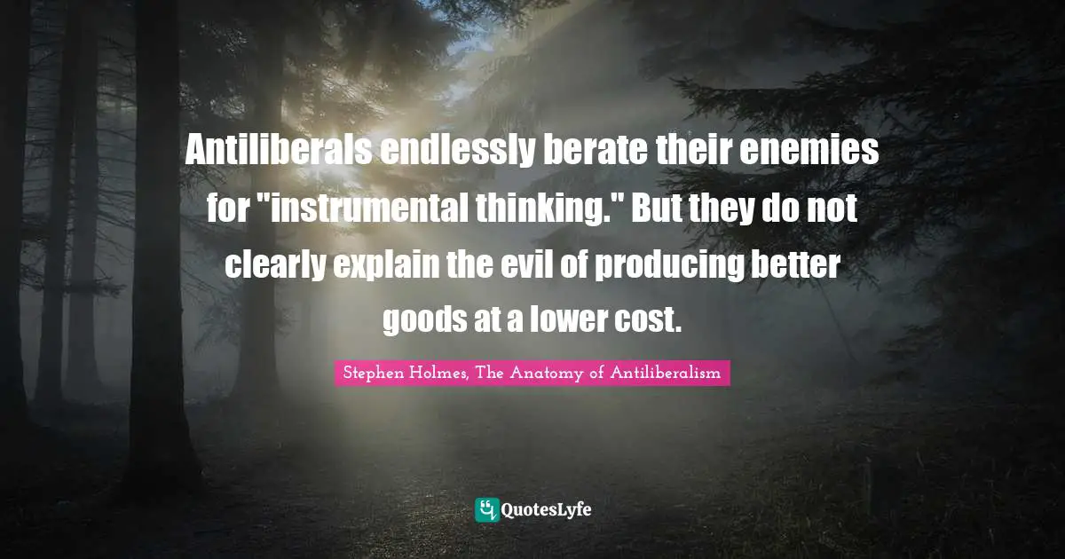 Antiliberals endlessly berate their enemies for "instrumental thinking." But they do not clearly explain the evil of producing better goods at a lower cost.