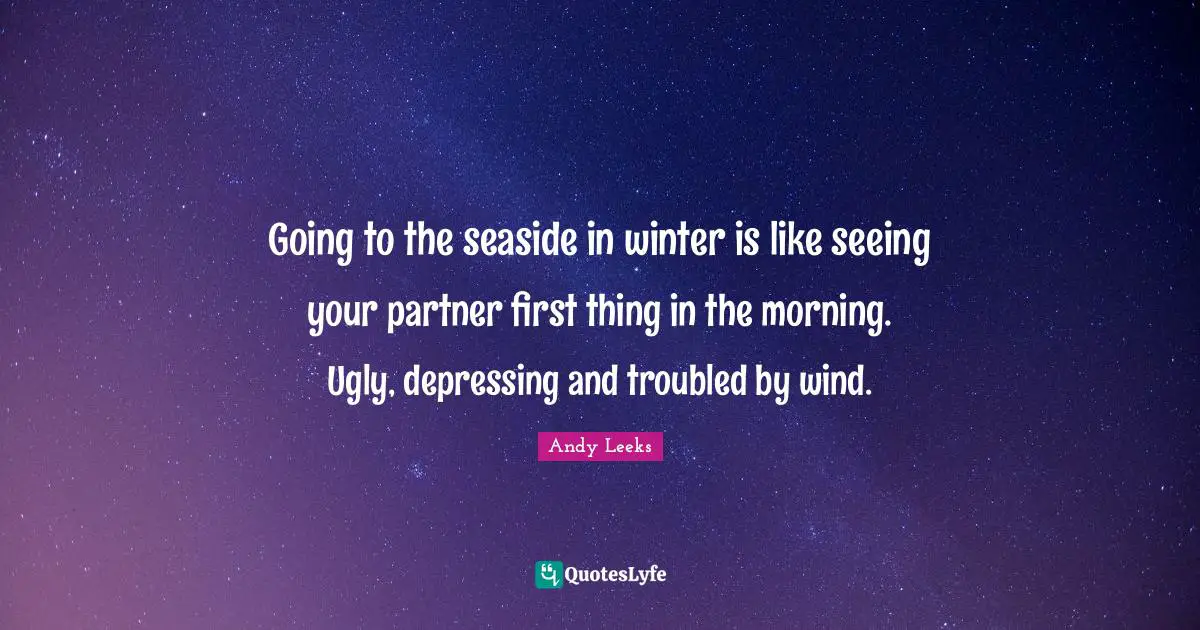 Going to the seaside in winter is like seeing your partner first thing in the morning. Ugly, depressing and troubled by wind.