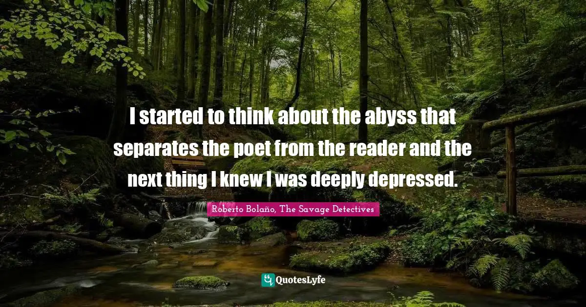 I started to think about the abyss that separates the poet from the reader and the next thing I knew I was deeply depressed.