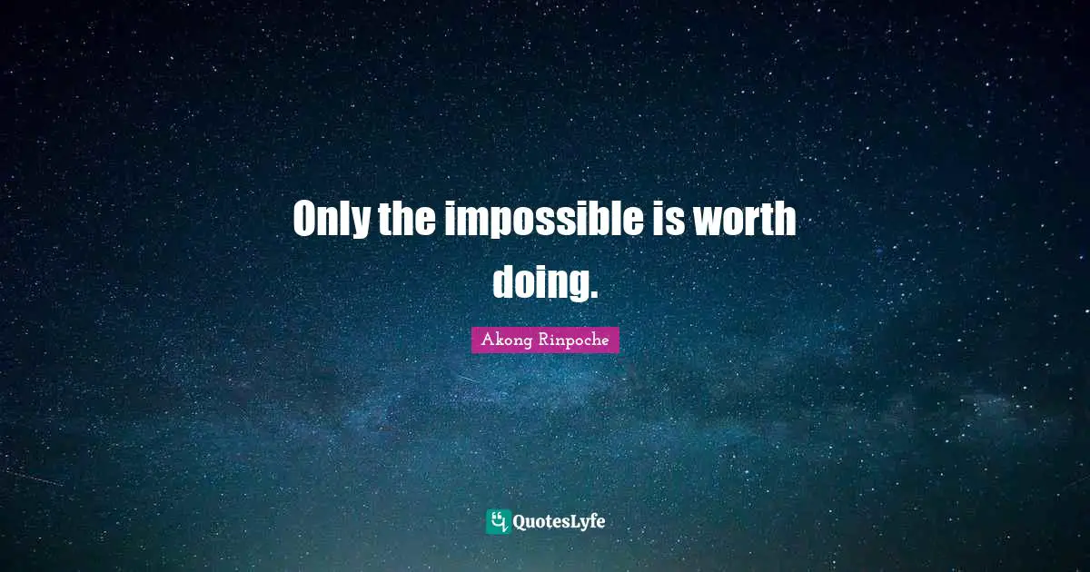 Only the impossible is worth doing.