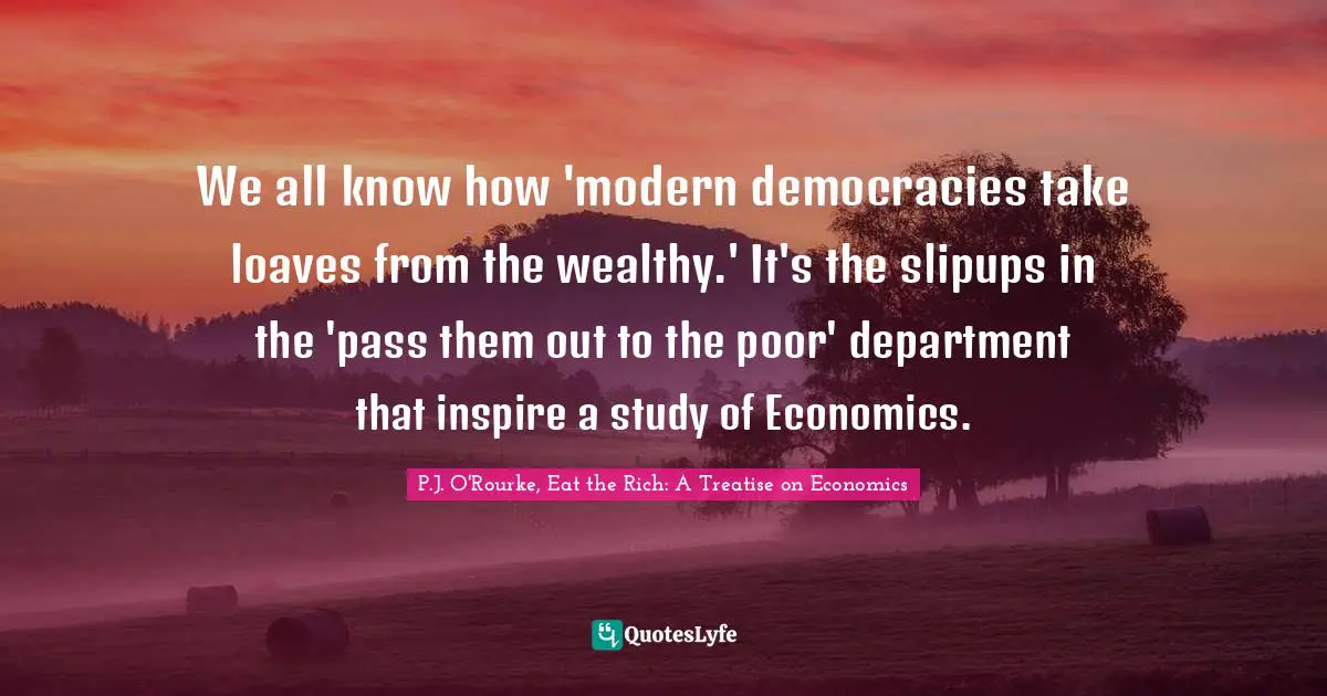 We all know how 'modern democracies take loaves from the wealthy.' It's the slipups in the 'pass them out to the poor' department that inspire a study of Economics.